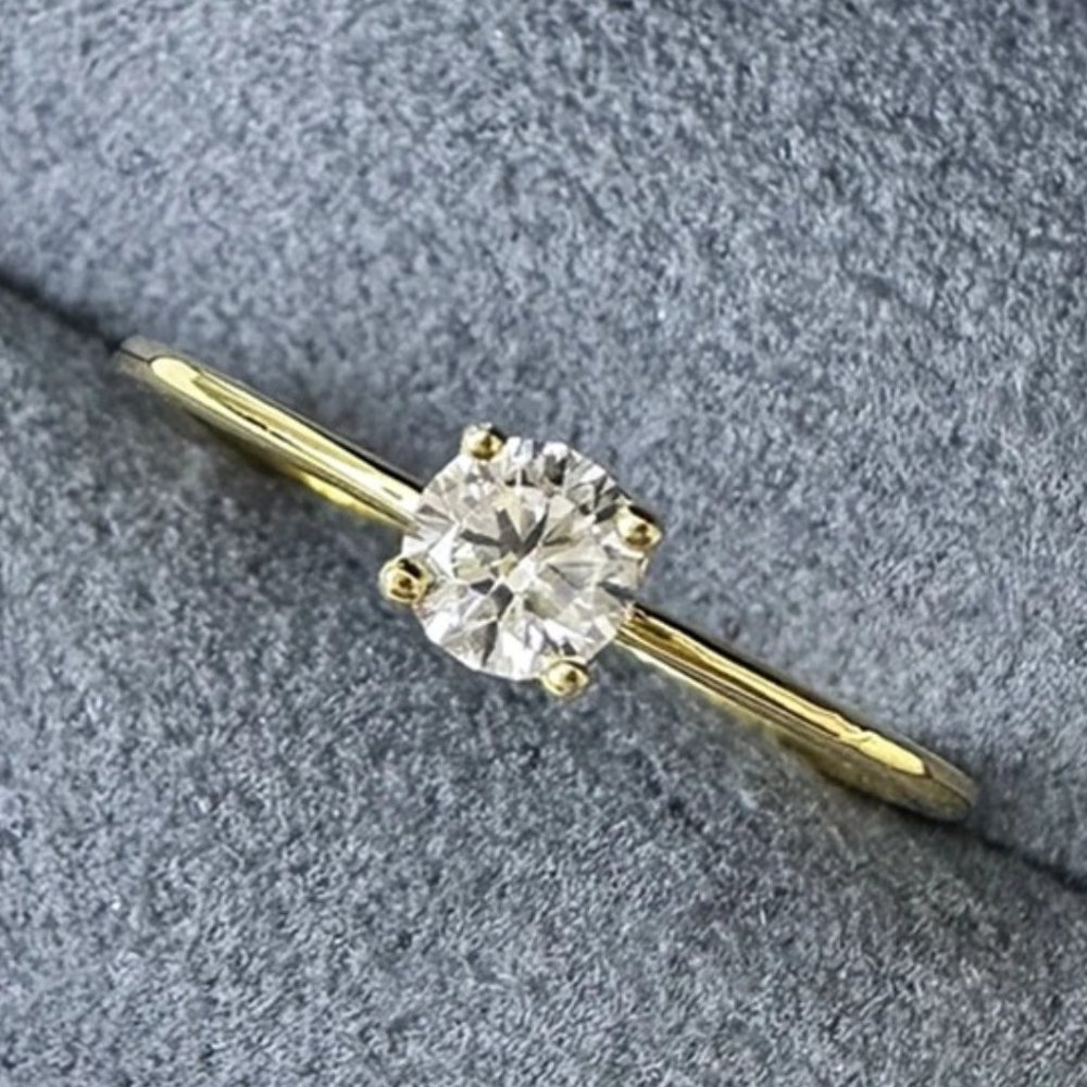 Petite Certified 0.30ctw Moissanite Ring - 18k Yellow Gold